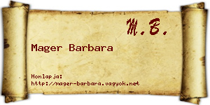 Mager Barbara névjegykártya